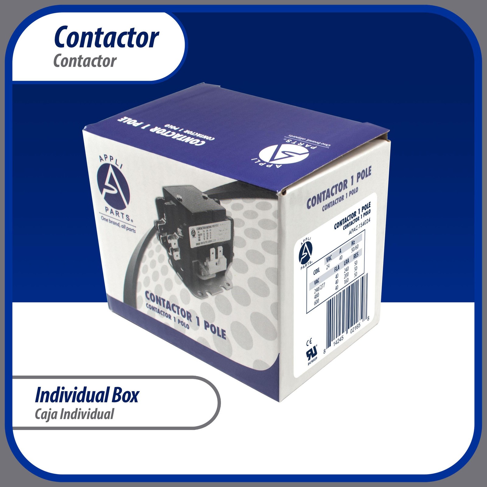 Appli Parts APAC-1S4024 Heavy Duty 1 Pole with Shunt Contactor 40 Amp 24 Volt Co