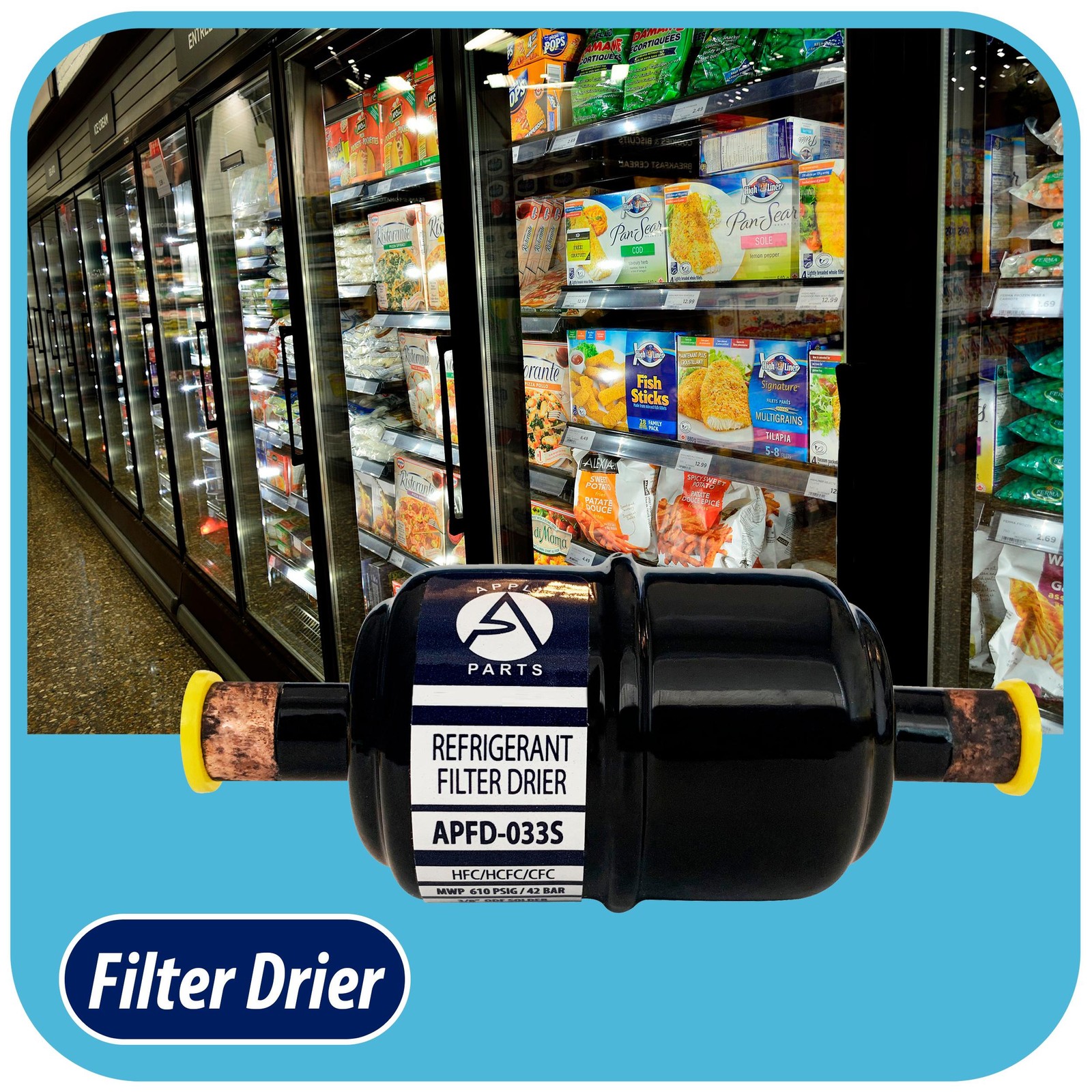 Appli Parts APFD-033S 3/8 in Liquid Line Refrigerant AC Filter Drier hvac Refrig
