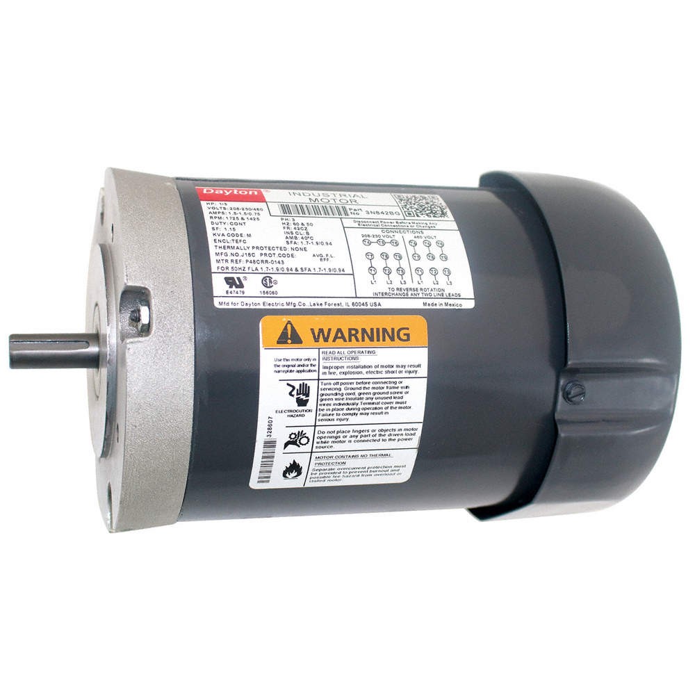 DAYTON 3N842 GP Motor,1/3 HP,1,725/1,425 RPM,230/460V 3N842