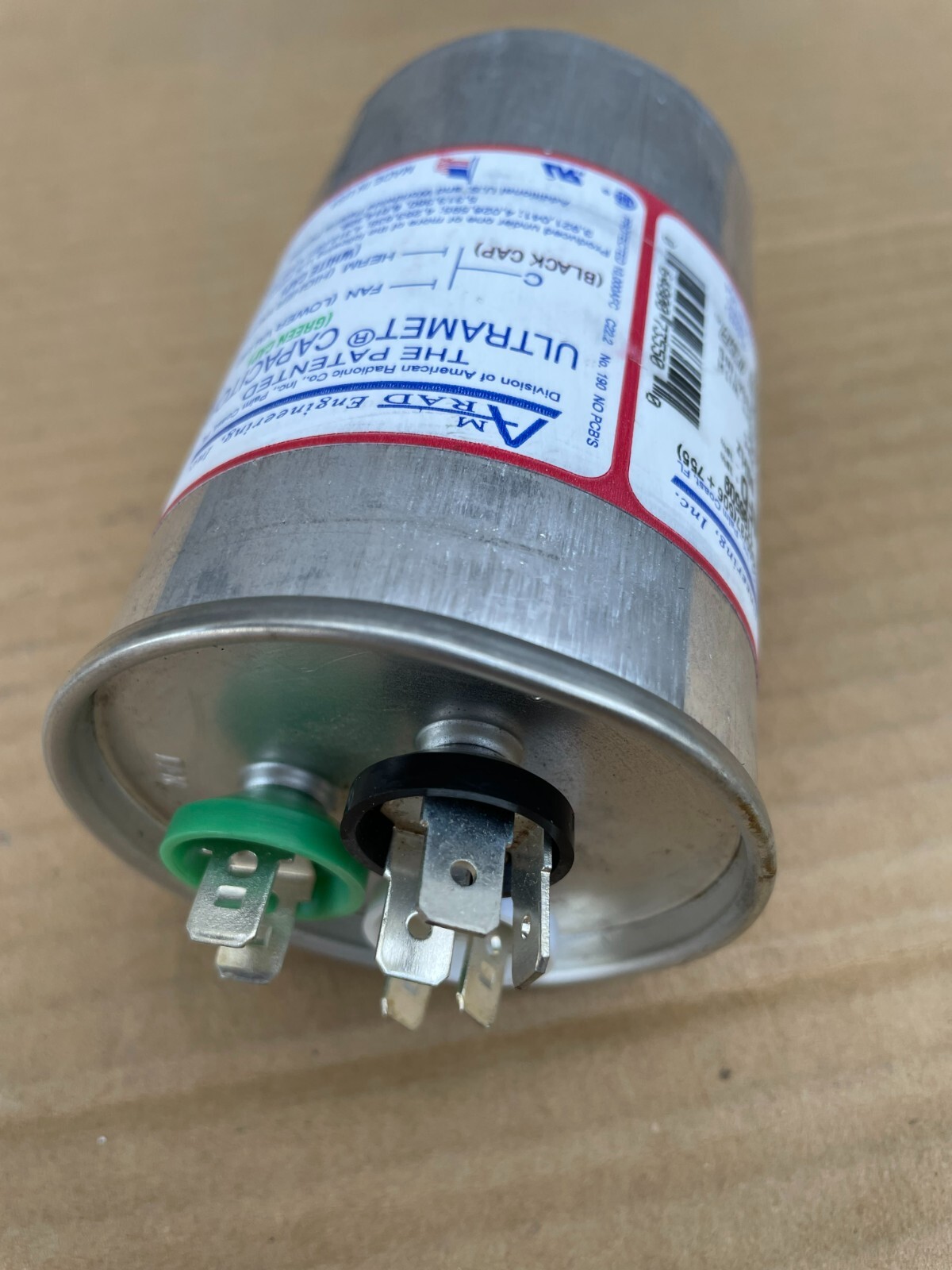 AmRad Run Capacitor 50 + 7.5 uf MFD 370 VAC Made in USA