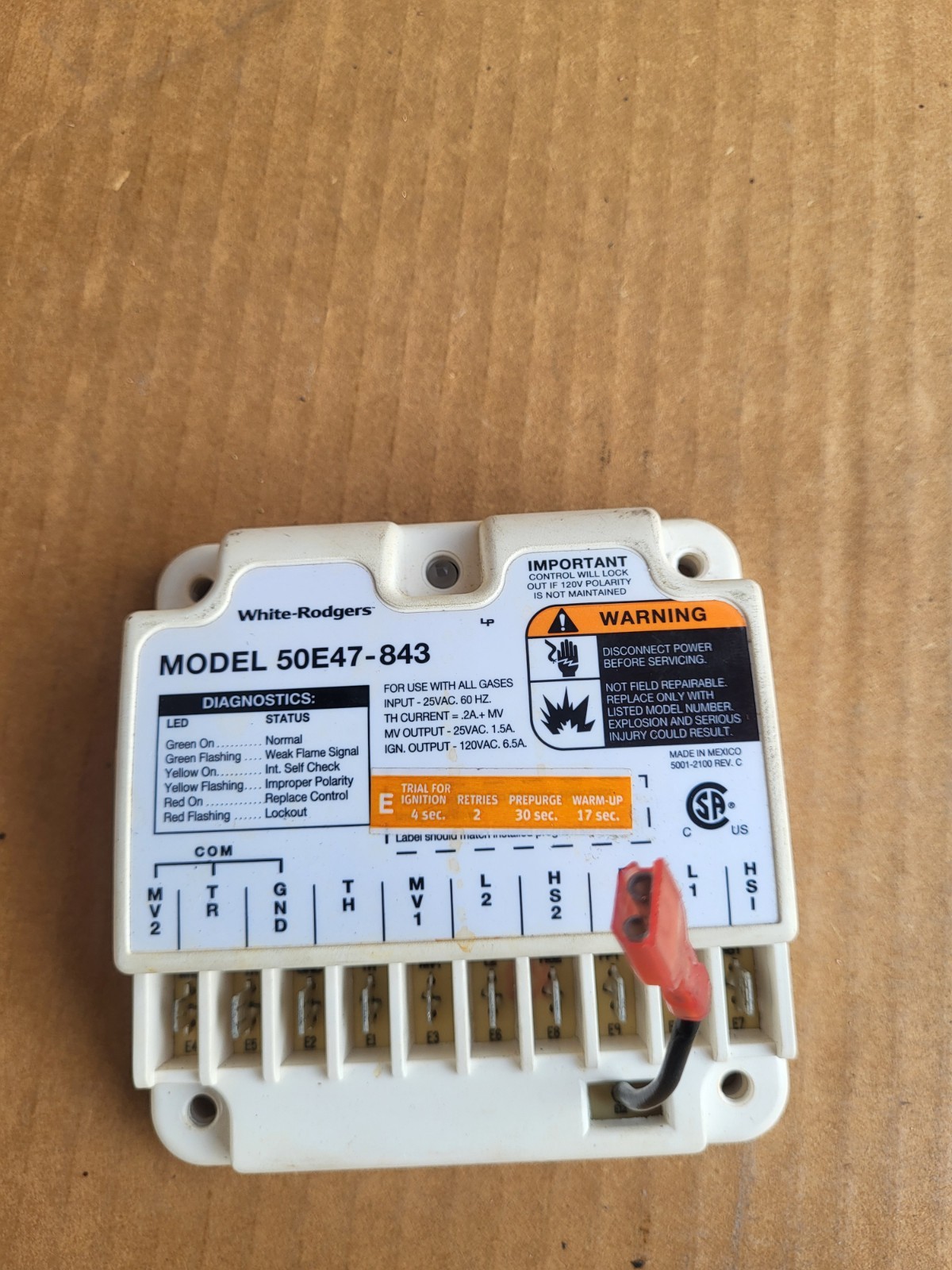 USED OEM White-Rodgers 50E47-843 REV E, TEST/FLUKE FREE SHIPPING