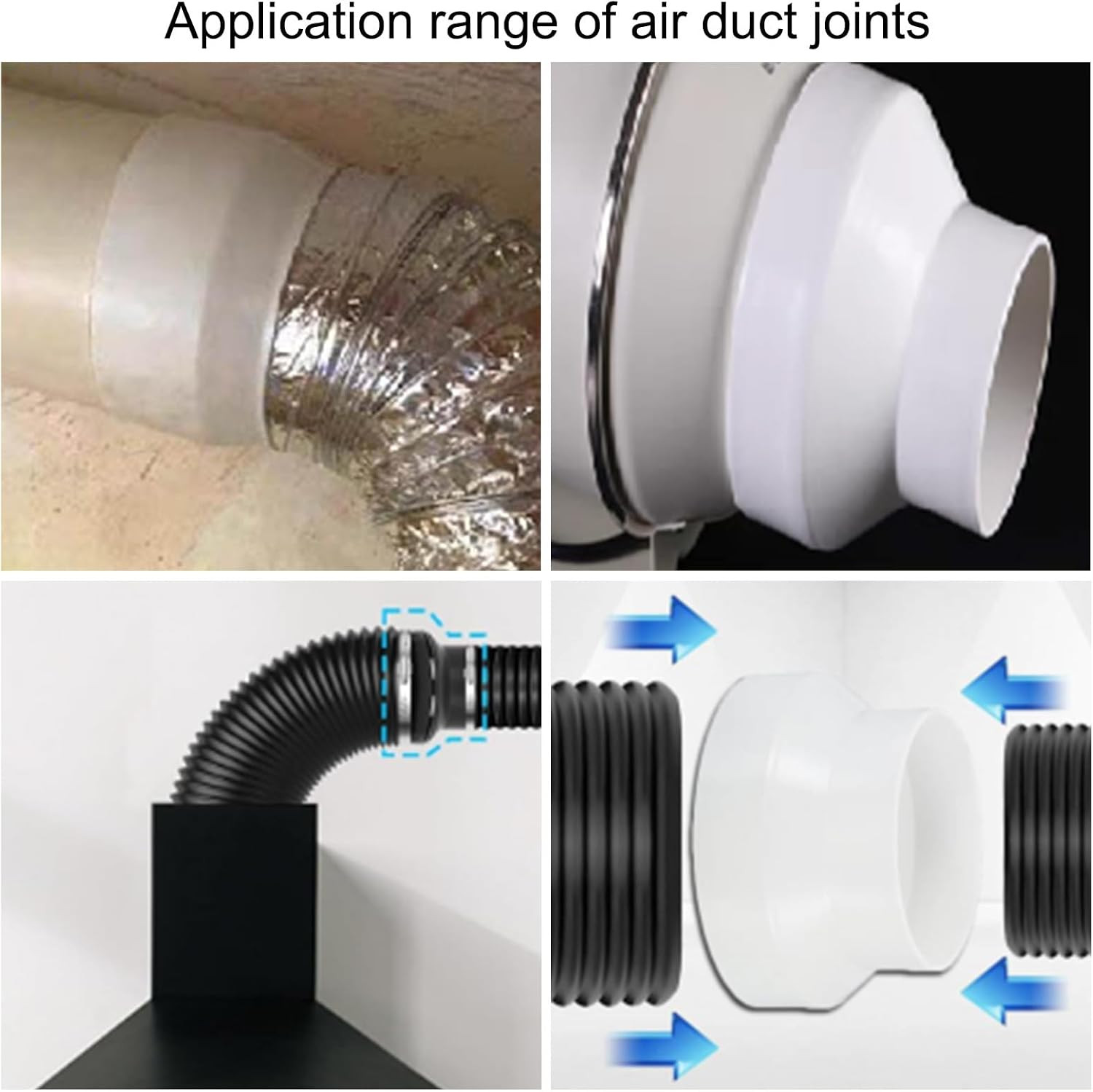 4.5″ to 4″ to 3″ Duct Reducer, Duct Connector Ducting Inline Adapter Increaser A