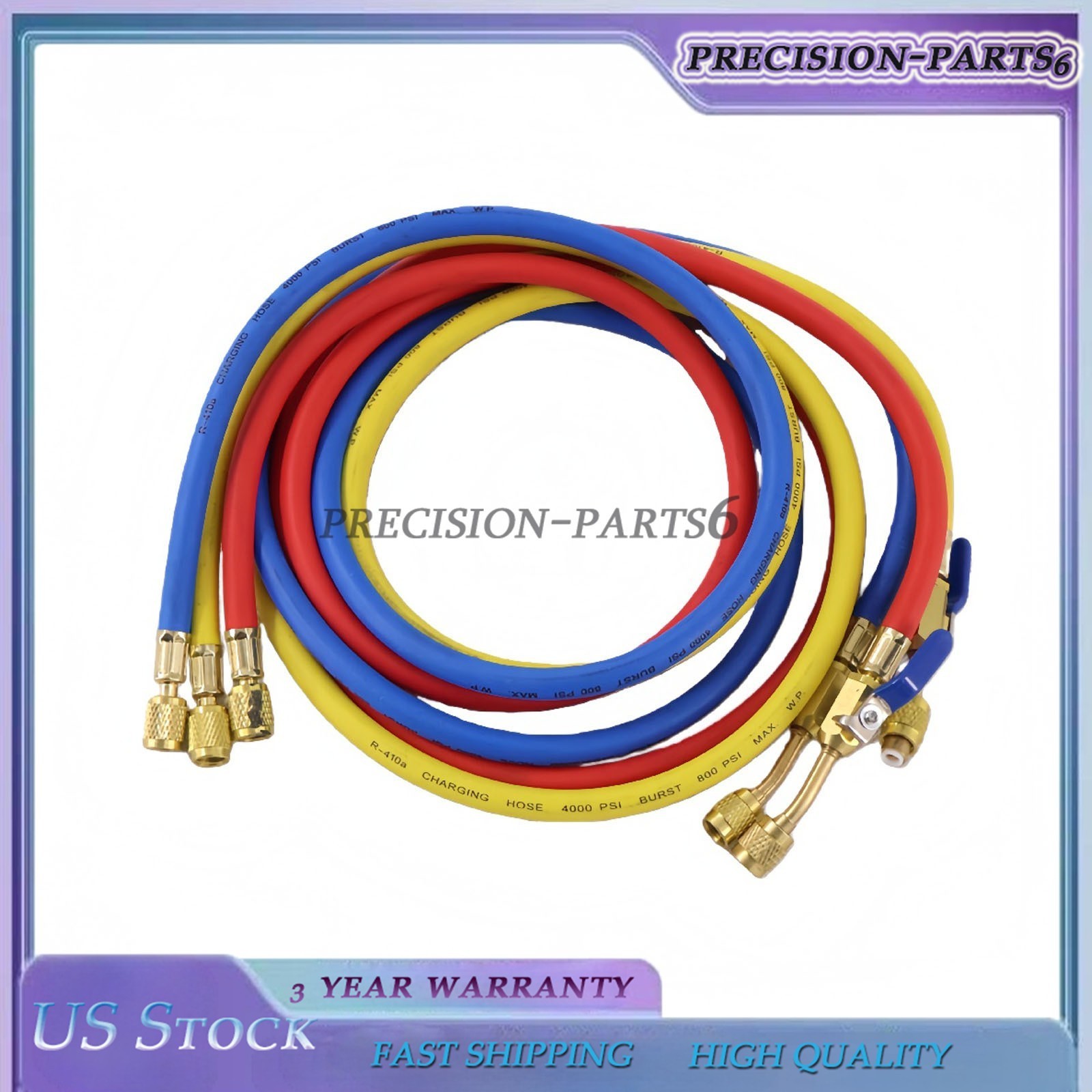 3X 29986 Plus II 1/4″ Hose with Compact Ball Valve End Refrigerant Charging Hose