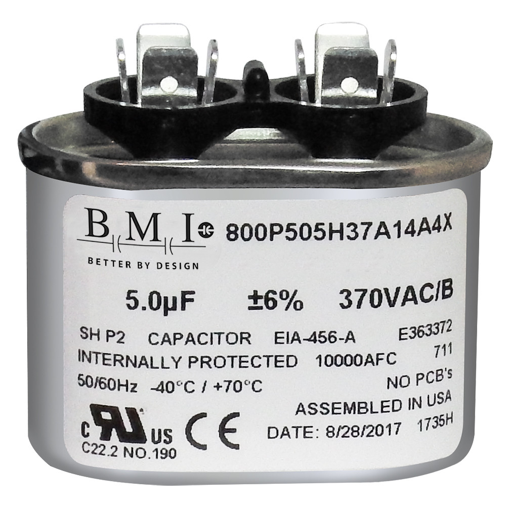 USA 5 uF MFD 370 Volt Run Oval Capacitor Furnace AC Blower Fan Compressor Motor