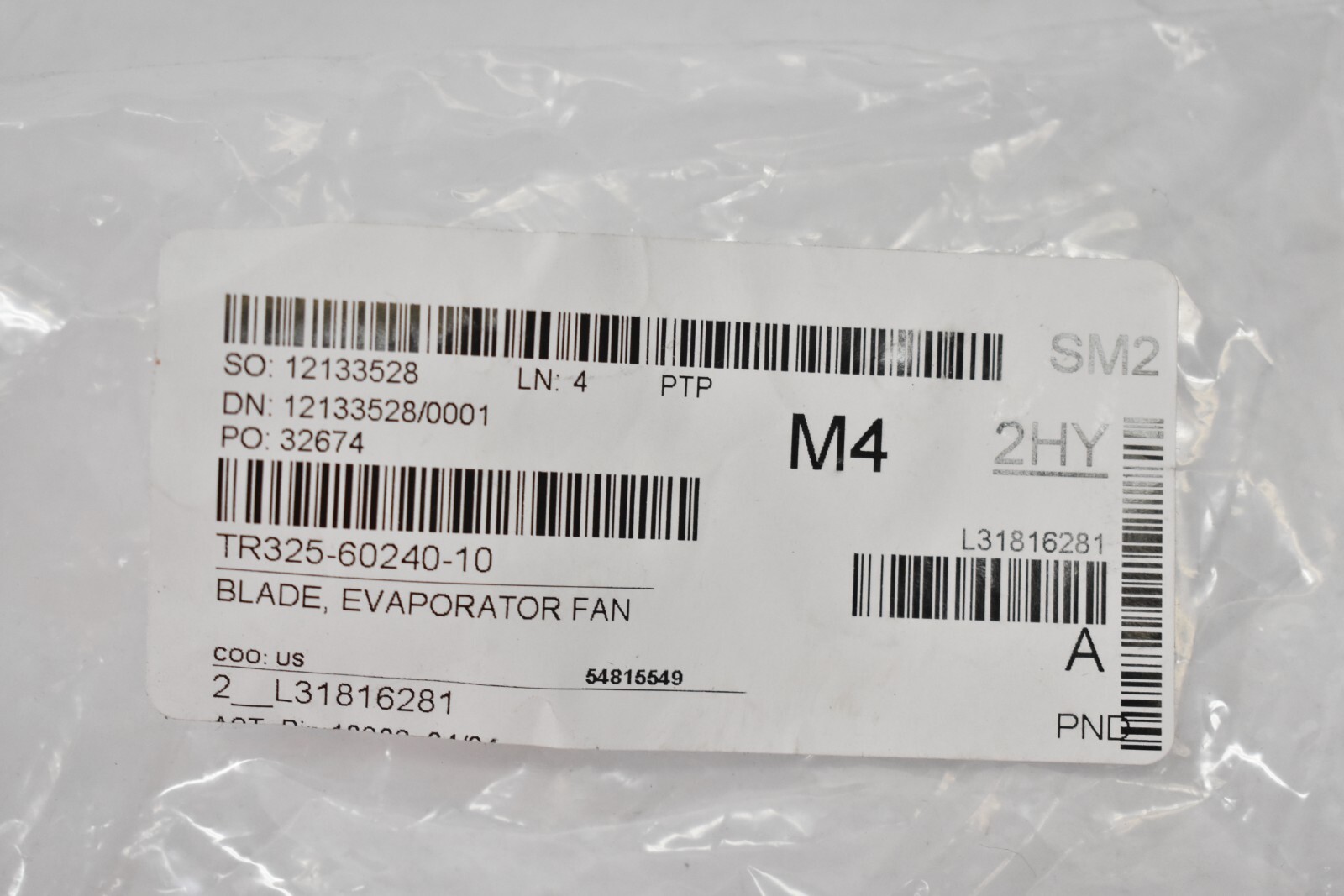 Lot of 2 Plastic Evaporator Fan Blades TR323-60240-10 M4 12133528/0001 Black