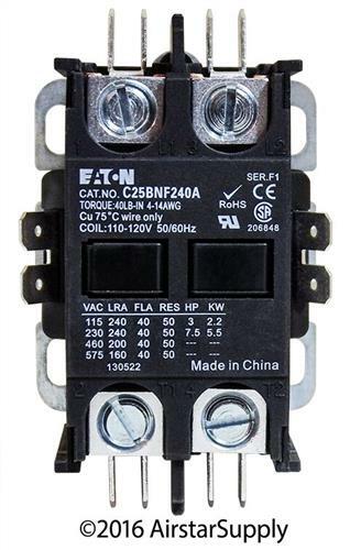 C25BNF240A Eaton / Cutler Hammer Contactor – 40 Amp / 2 Pole / 110/120V Coil