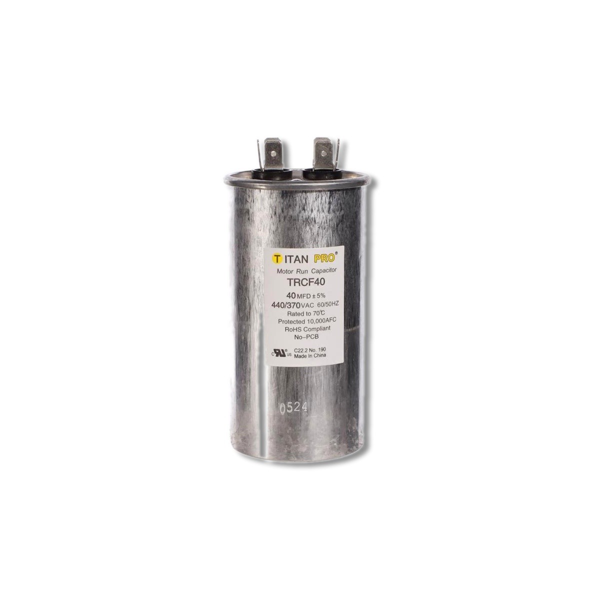 Titan Pro 40 MFD 440 V Round Run Capacitor TRCF40
