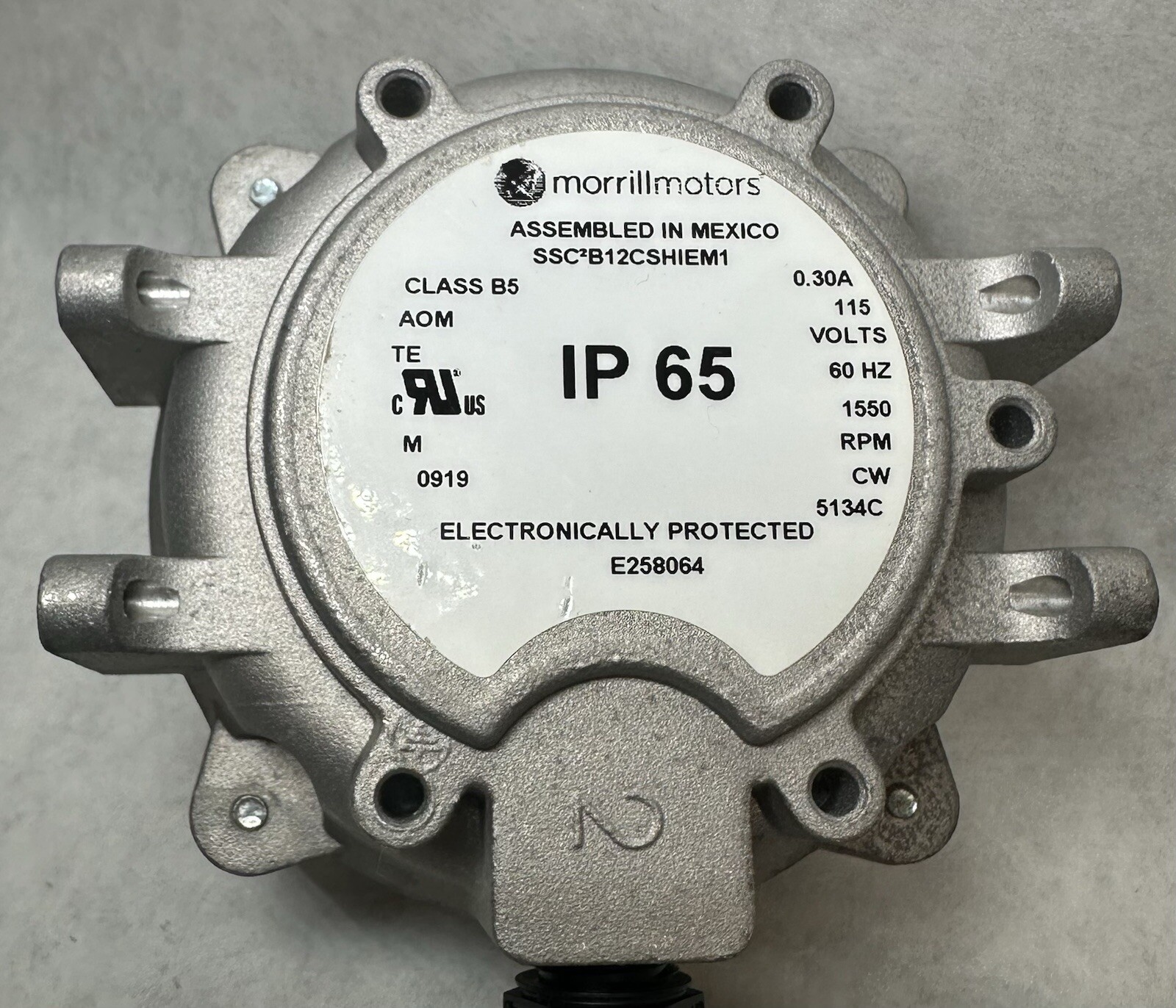 Morrill Motors SSC2B12CSHIEM1 Unit Bearing Fan Motor 115V, 1550 RPM, CW, 0.30A