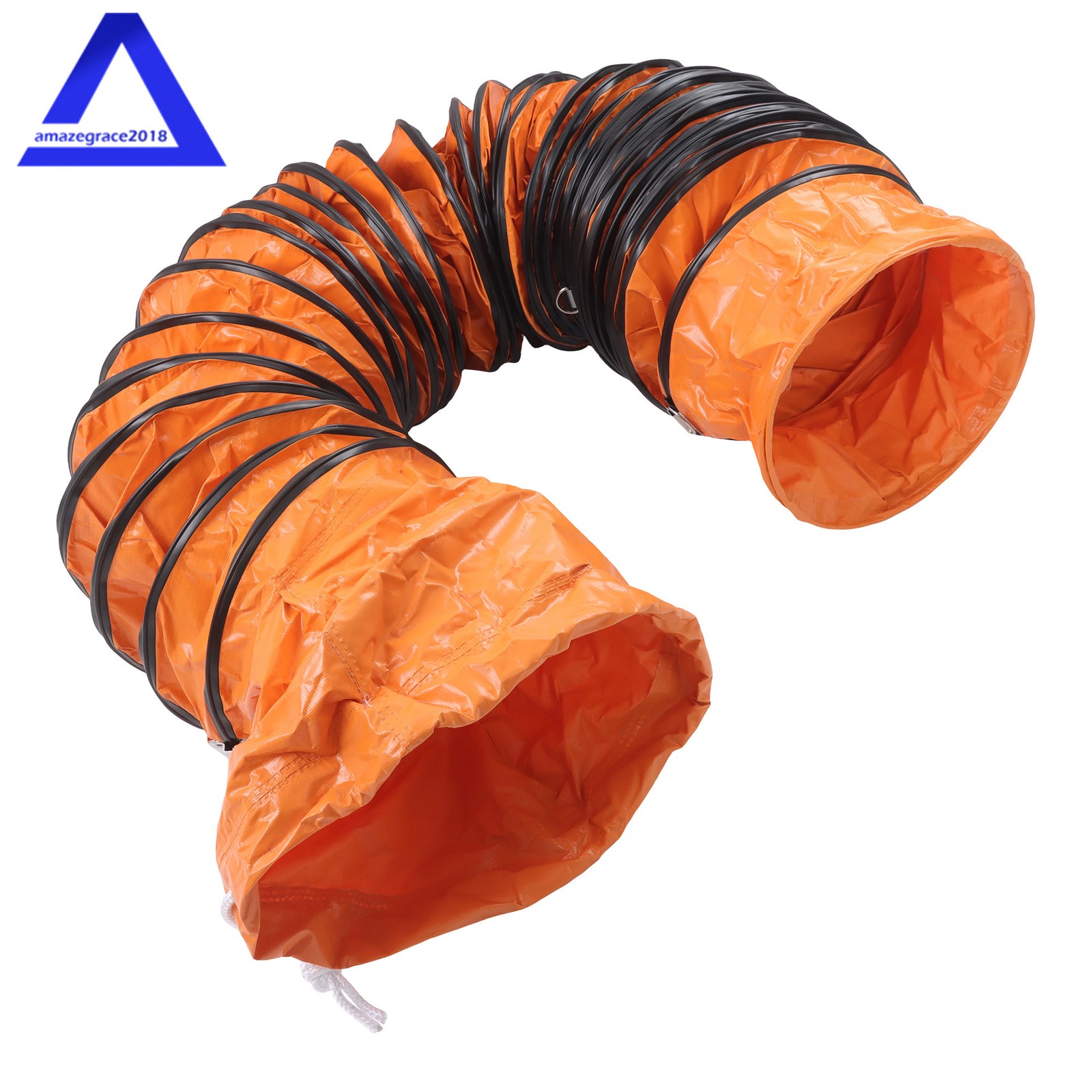 PVC Flexible Duct Hose for Ventilator Blower Fan w/ Rope & D-Ring 10″ × 25FT