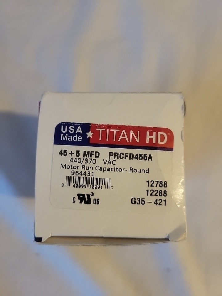 TITAN HD 45 Plus 5 MFD, 440V/370V Dual Voltage Round Run Capacitor (PRCFD455A)