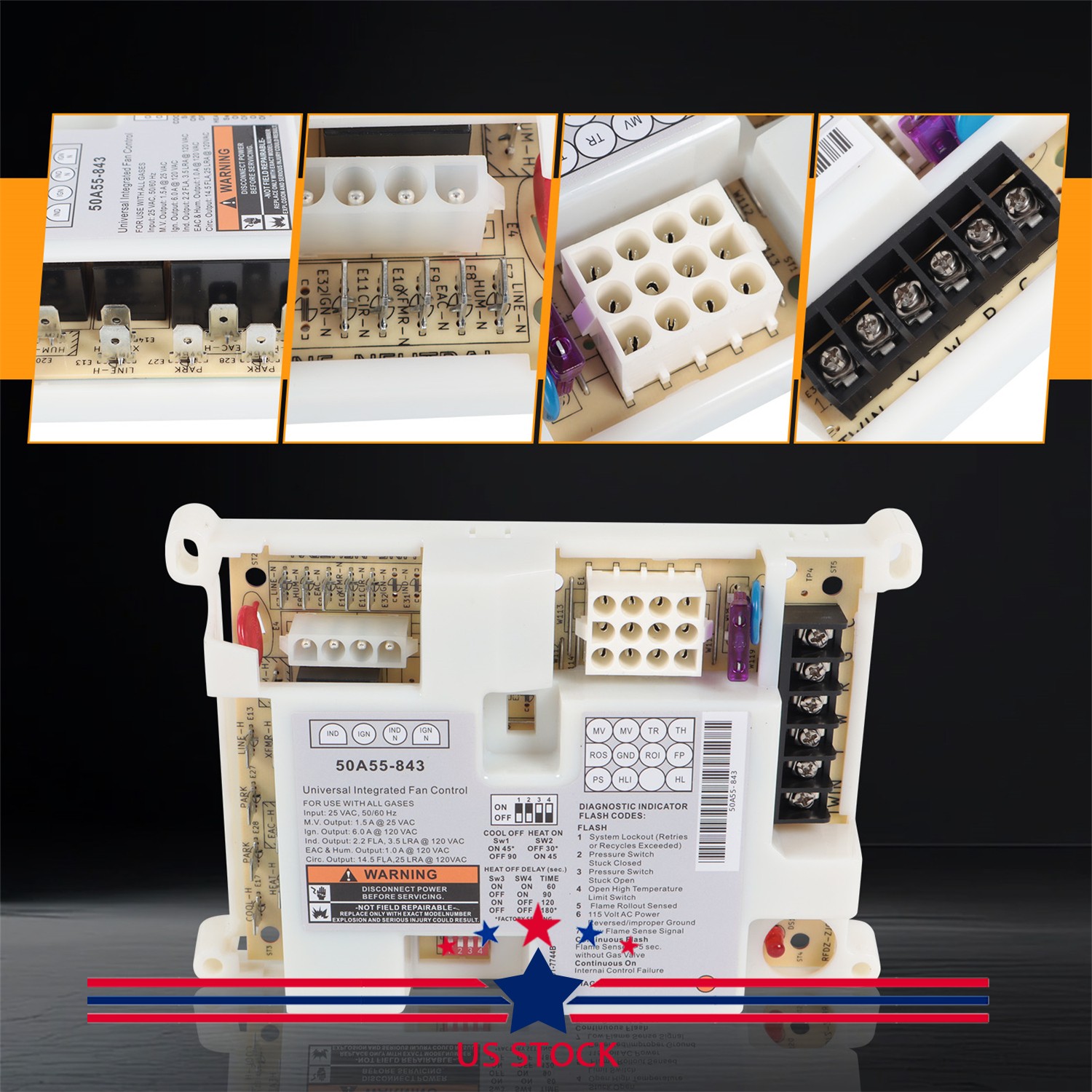 Integrated Furnace Control Board 50A55-843 For White Rodgers Lennox