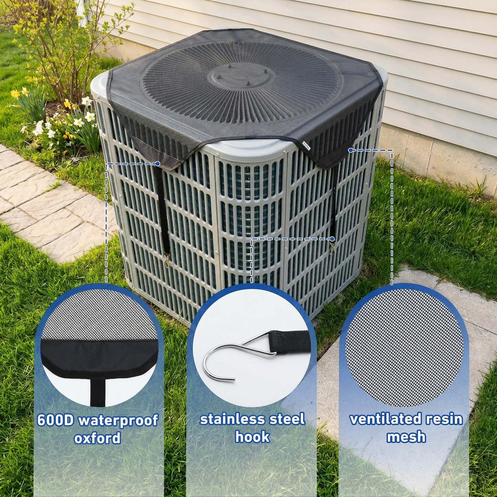 COVERTIFY Central Air Conditioner Covers for Outside, 36”x36”, Black