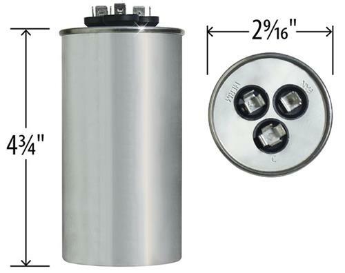 GE / Genteq 60 + 7.5 uf 440 VAC Round Dual Run Capacitor C46075R 97F9898