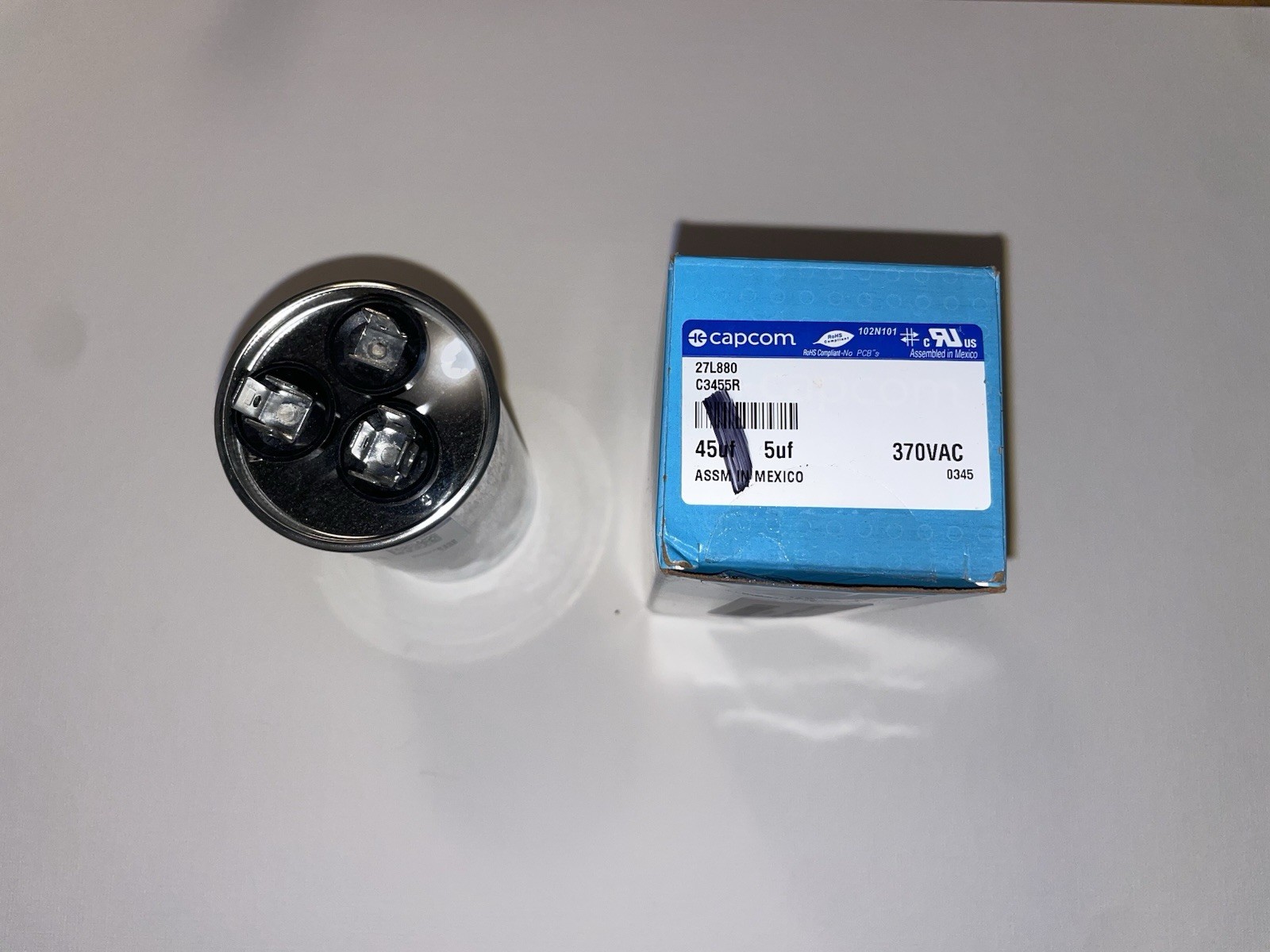 BRAND NEW! Capcom Capacitor 45/5 UF for AC, 370 Vac USA HVAC Supply