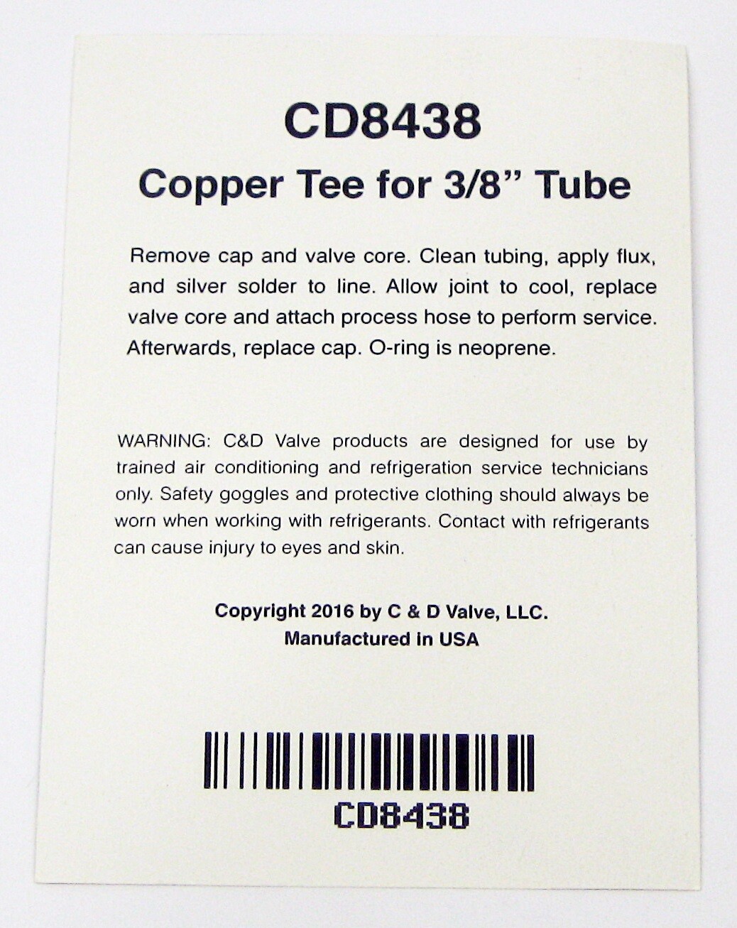 C&D Copper Access Tee Valve 3/8″ CD8438 Package of 2