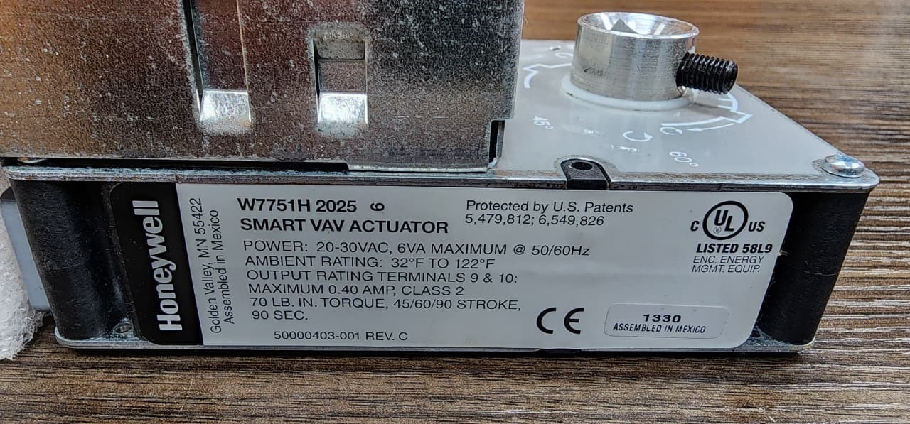 Honeywell Excel 10 Smart VAV Actuator W7751H 2025