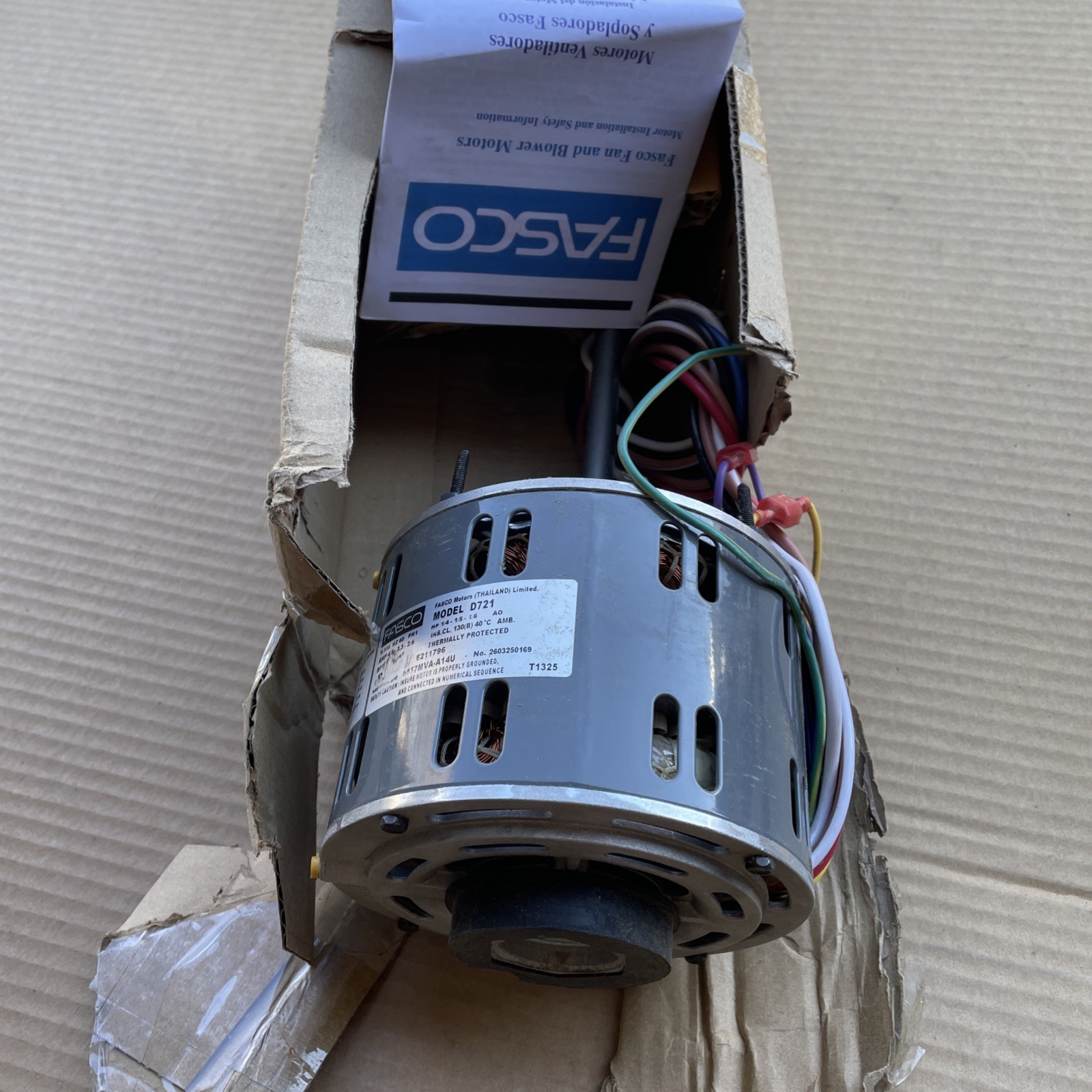 FASCO D721 Direct Drive Blower Motor: 1/4,1/5,1/6 HP , 3SP, Open Air-Over, 115 V