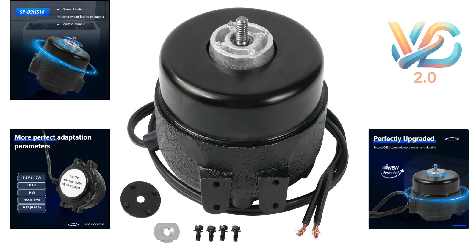 115V 9W Condenser Fan Motor 1550 RPM for AC, Coolers, EM, GDM, TMC, TSS