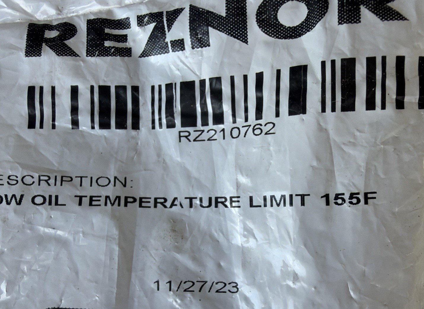 Reznor Low Oil Temperature Limit Switch 155F RZ210762 (BLACK WIRES)
