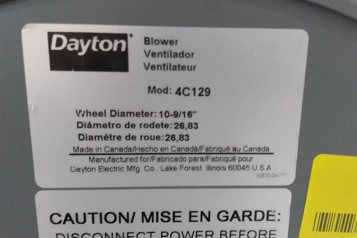 Dayton 4C129 10-9/16 In Wheel Diameter High Pressure Blower w/out Motor