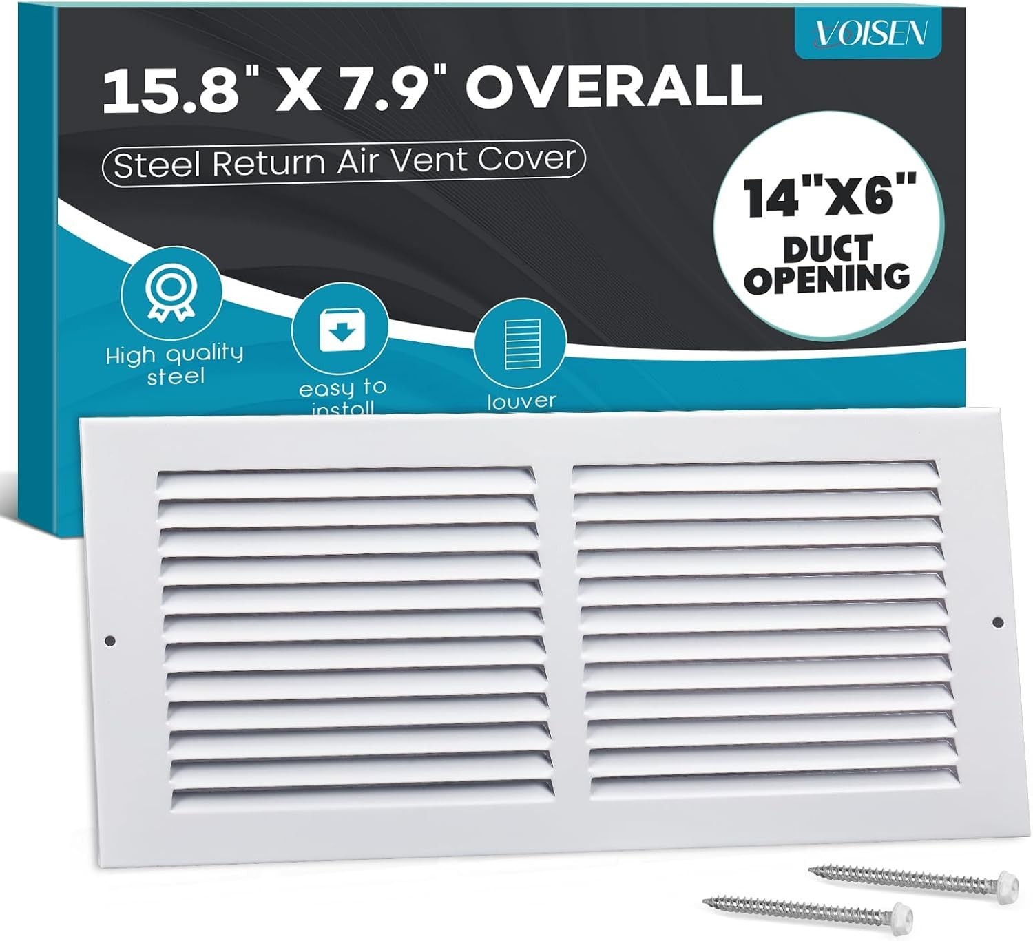 Steel Return Air Vent Cover 14×6 for Ceiling & Wall White HVAC Grille Durable…