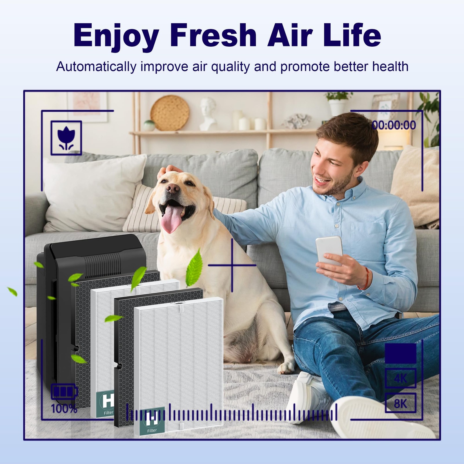 PETOX 116130 Replacement Filter H 4 Piece Set, White – Air Purifier