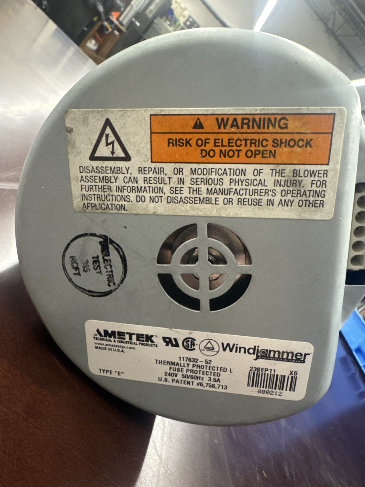 AMETEK Windjammer Blower 117632-52 Brushless Industrial Vacuum Air Blower