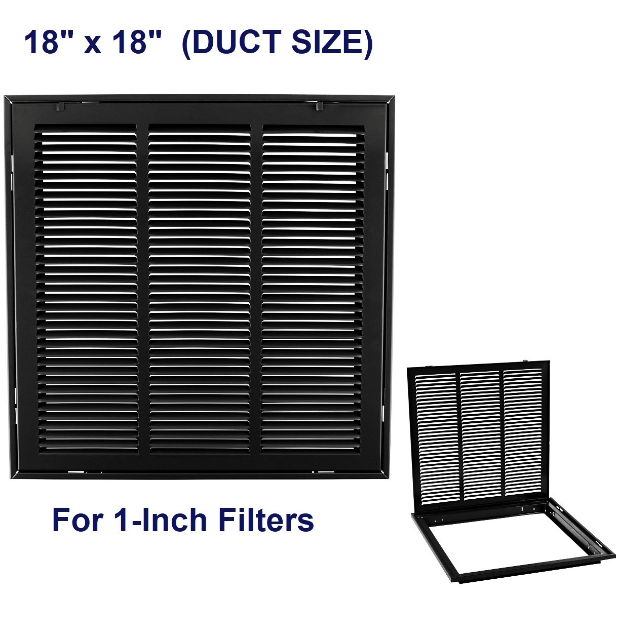 18″ x 18″ (DUCT SIZE) Steel Return Air Filter Grille for 1-Inch Filter, in Black