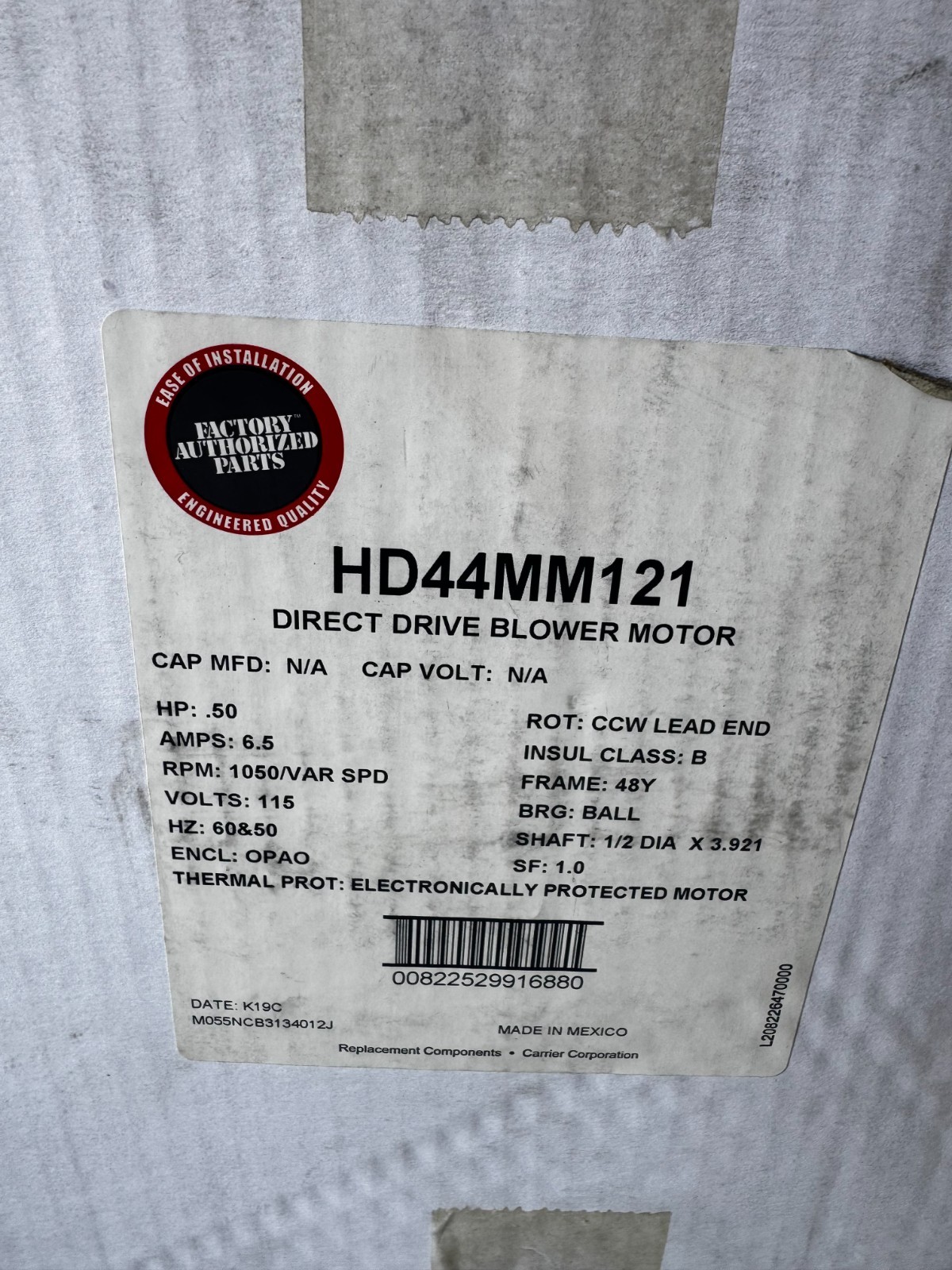 CARRIER HD44MM121 1/2HP Blower Motor **E32**