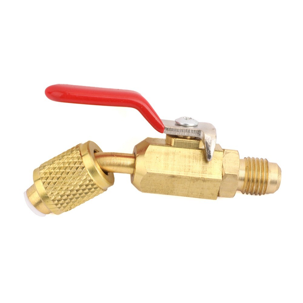 3PCS 1/4″ SAE AC Refrigerant Charging Hoses Angled Small Ball Valve Tools