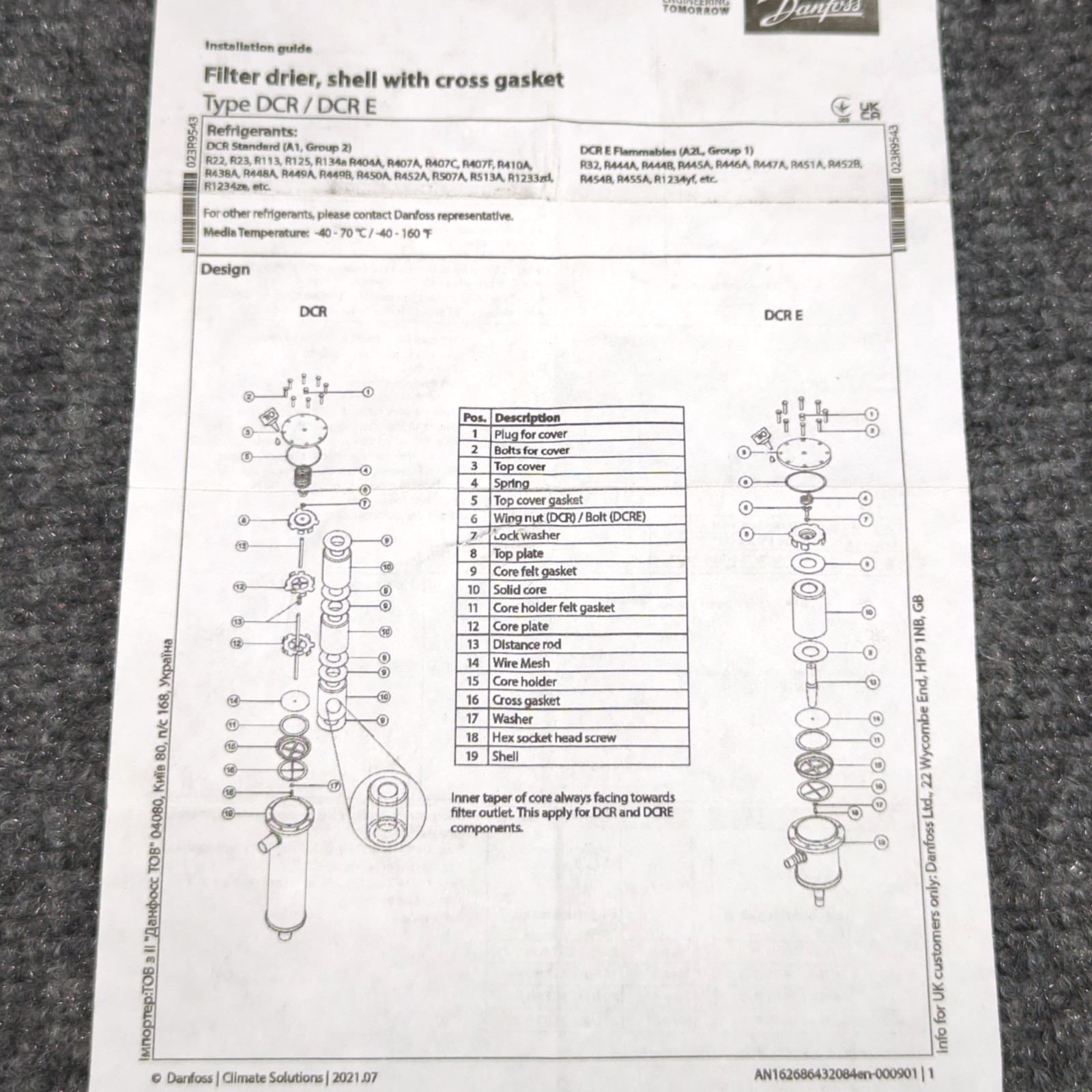 Carrier KH28ED202 OEM Filter Drier Assembly HVAC: Copper 1-1/8, 48 in3, Danfoss