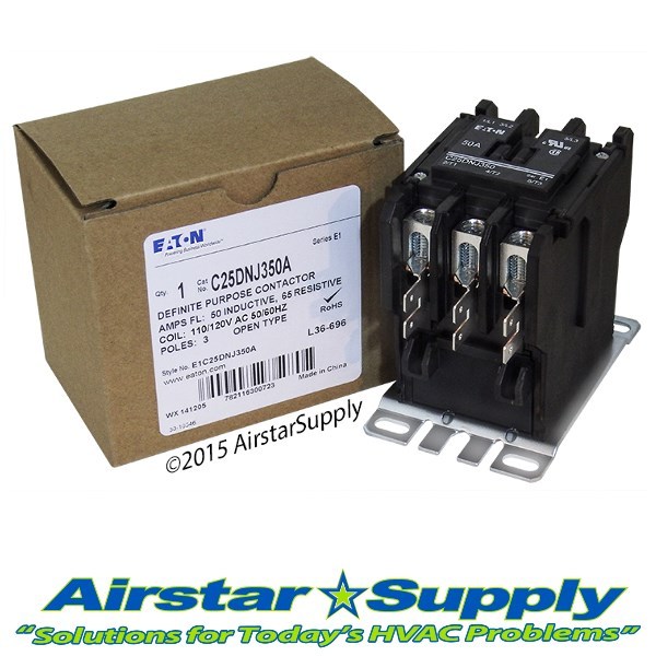 C25DNJ350A Eaton / Cutler Hammer Contactor – 50 Amp 3 Pole 110/120V Coil