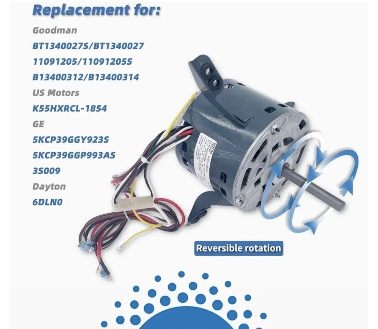 5KCP39GGP993AS 1/3HP Furnace Blower Motor Replace GE Dayton Goodman Genteq Amana