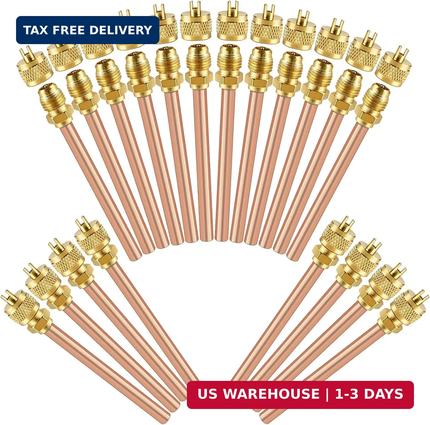 20-Pack 4.5 Inch HVAC Service Access Valves 1/4” SAE x 1/4” OD | 20pcs Stem Co