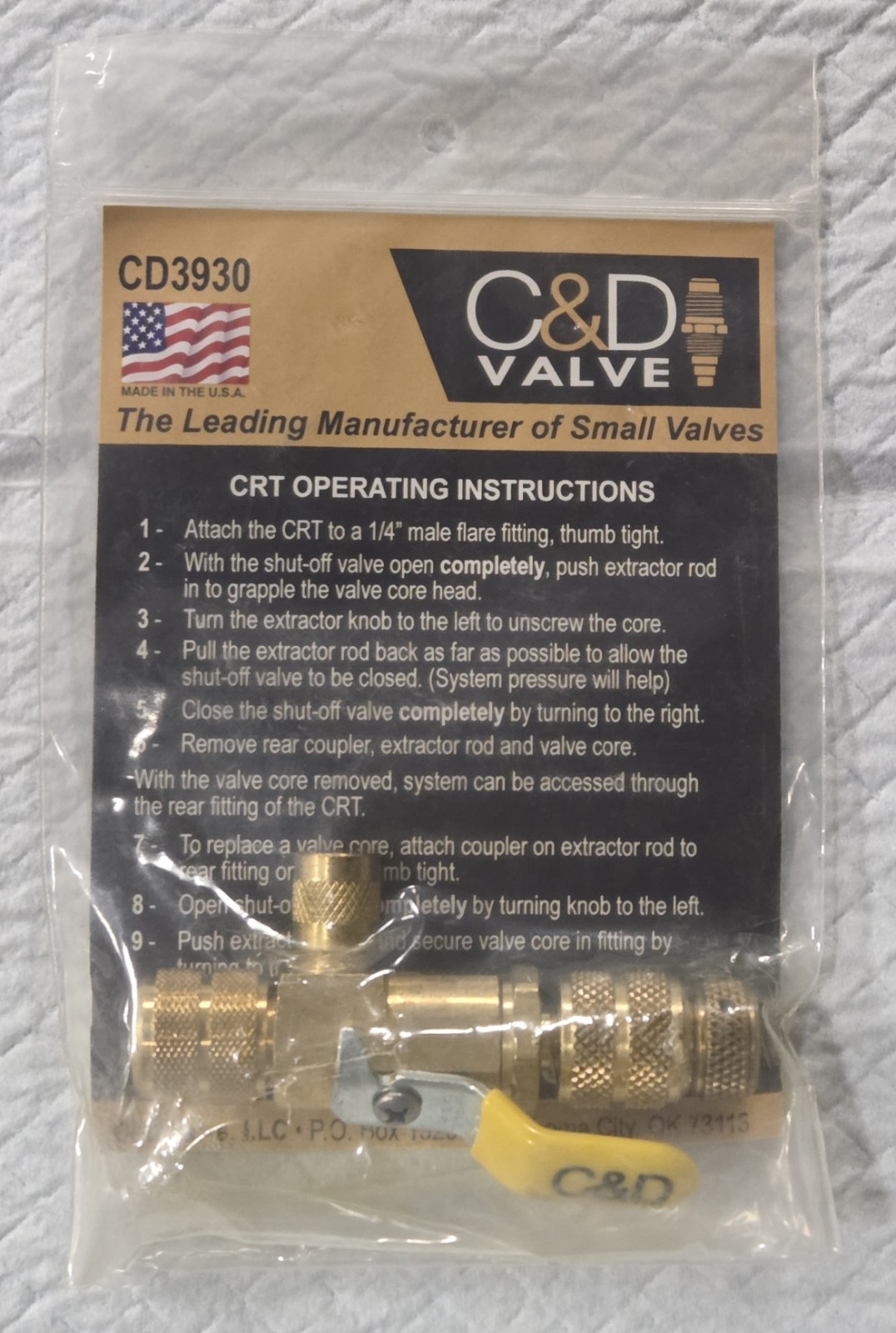 C&D Ball Valve Core Removal Tool for 1/4″ flare access fitting CD3930