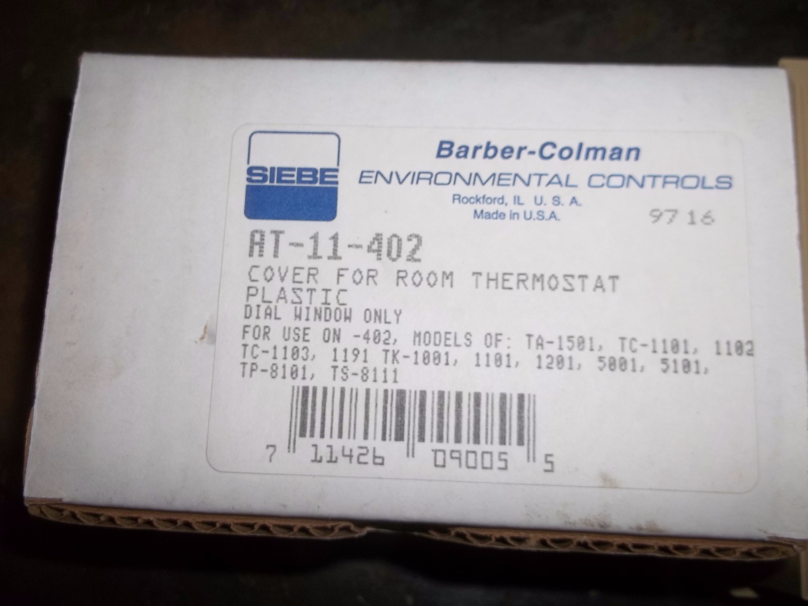 BARBER-COLMAN AT-11-402 COVER FOR ROOM THERMOSTAT PLASTIC BEIGE (X4)