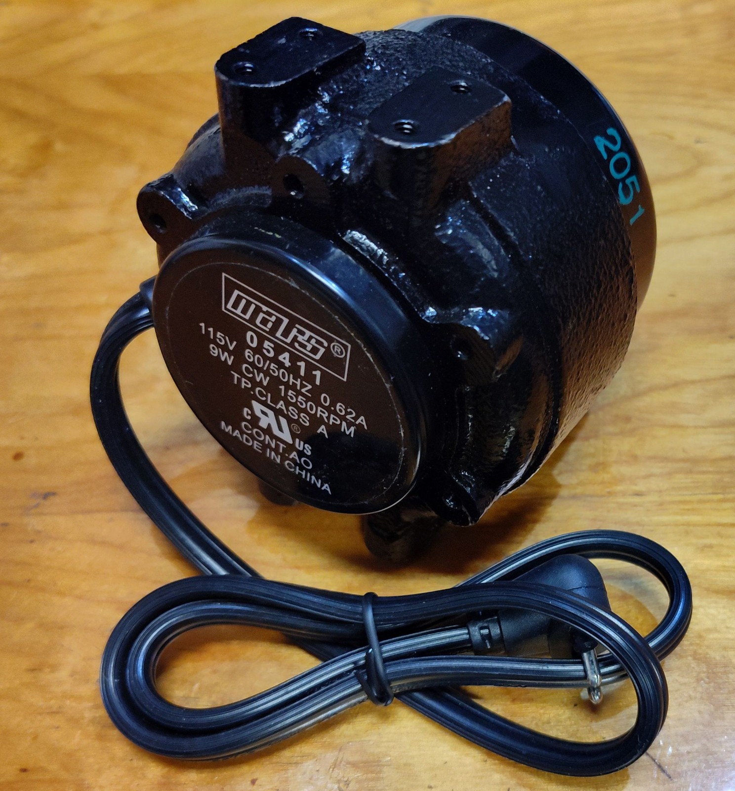 Mars 05411 ~ Cast Iron Shaded Pole Unit Bearing Motor ~ 9 Watt 115V 1550RPM 1/4″