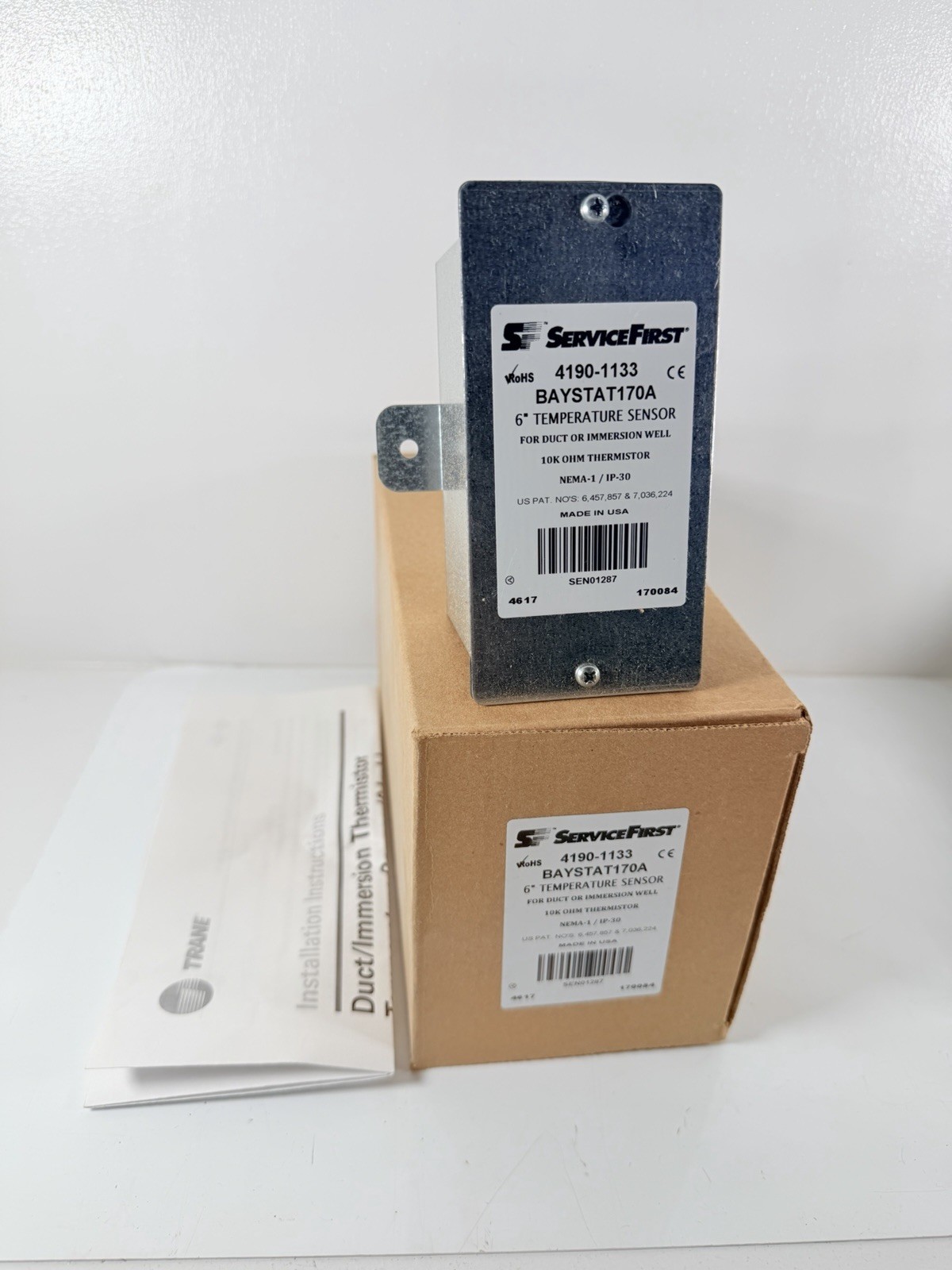 Trane ServiceFirst 4190-1133 BAYSTAT170A 6″ Temperature Sensor, 10K OHM Thermist
