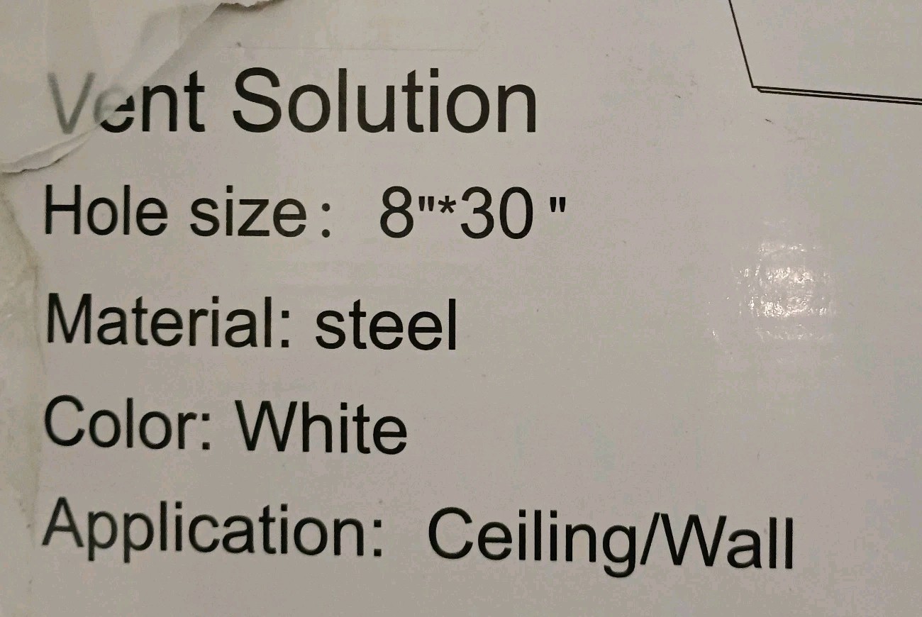Zion Steel Return Air Grille 8″ x 30″ Flush Mount White Stainless Steel #18316