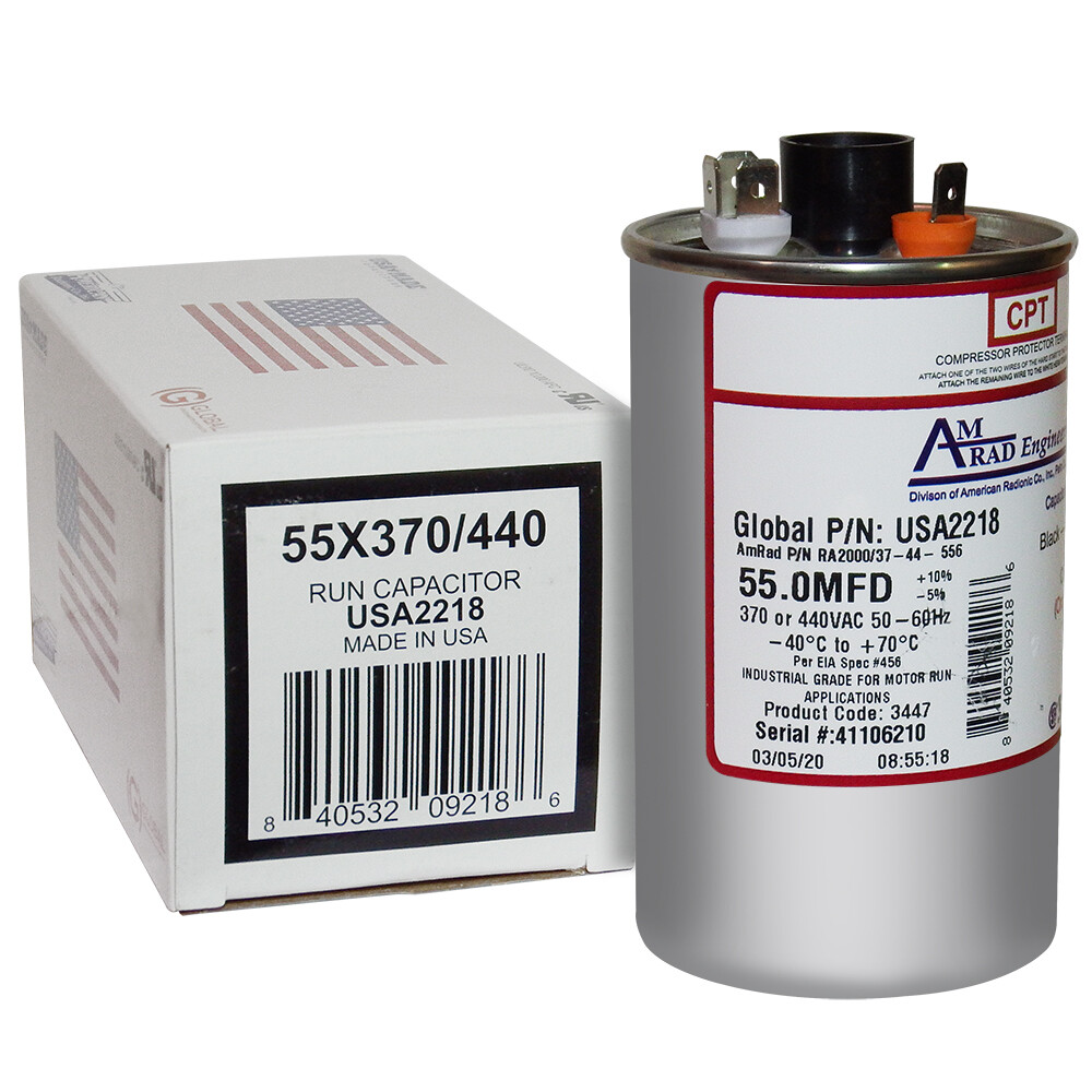 AmRad USA2218 55 uf/MFD 370-440 VAC Run Capacitor 50/60 Hz AC Electric Lot-1