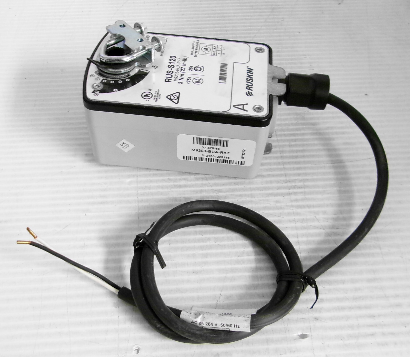 Ruskin RUS-S120 M9203-BUA-RK7 Control Damper Actuator 3Nm 27in-lb 120V