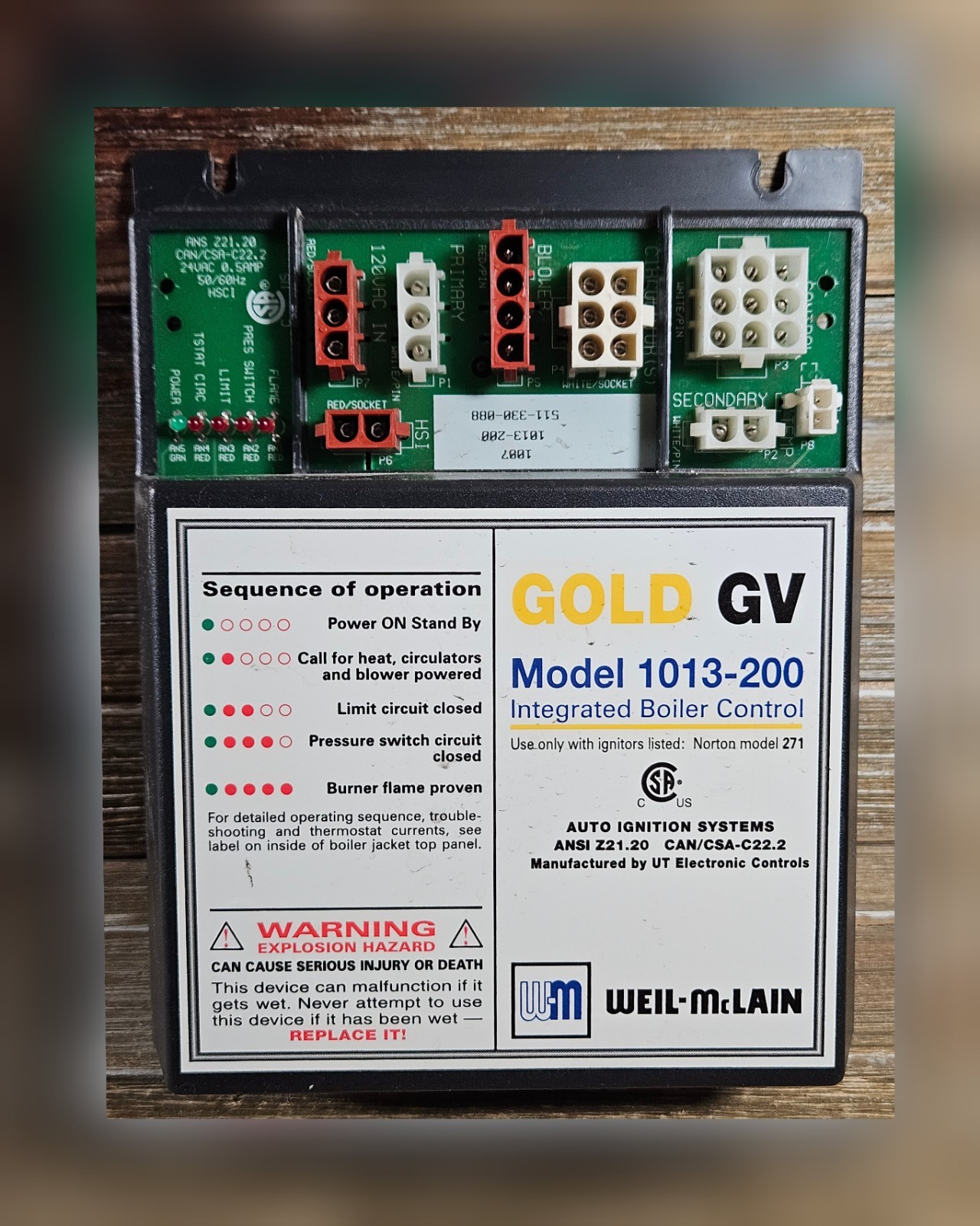 Weil McLain 1013-200 Gold GV Integrated Boiler Control Circuit Board 511-330-088