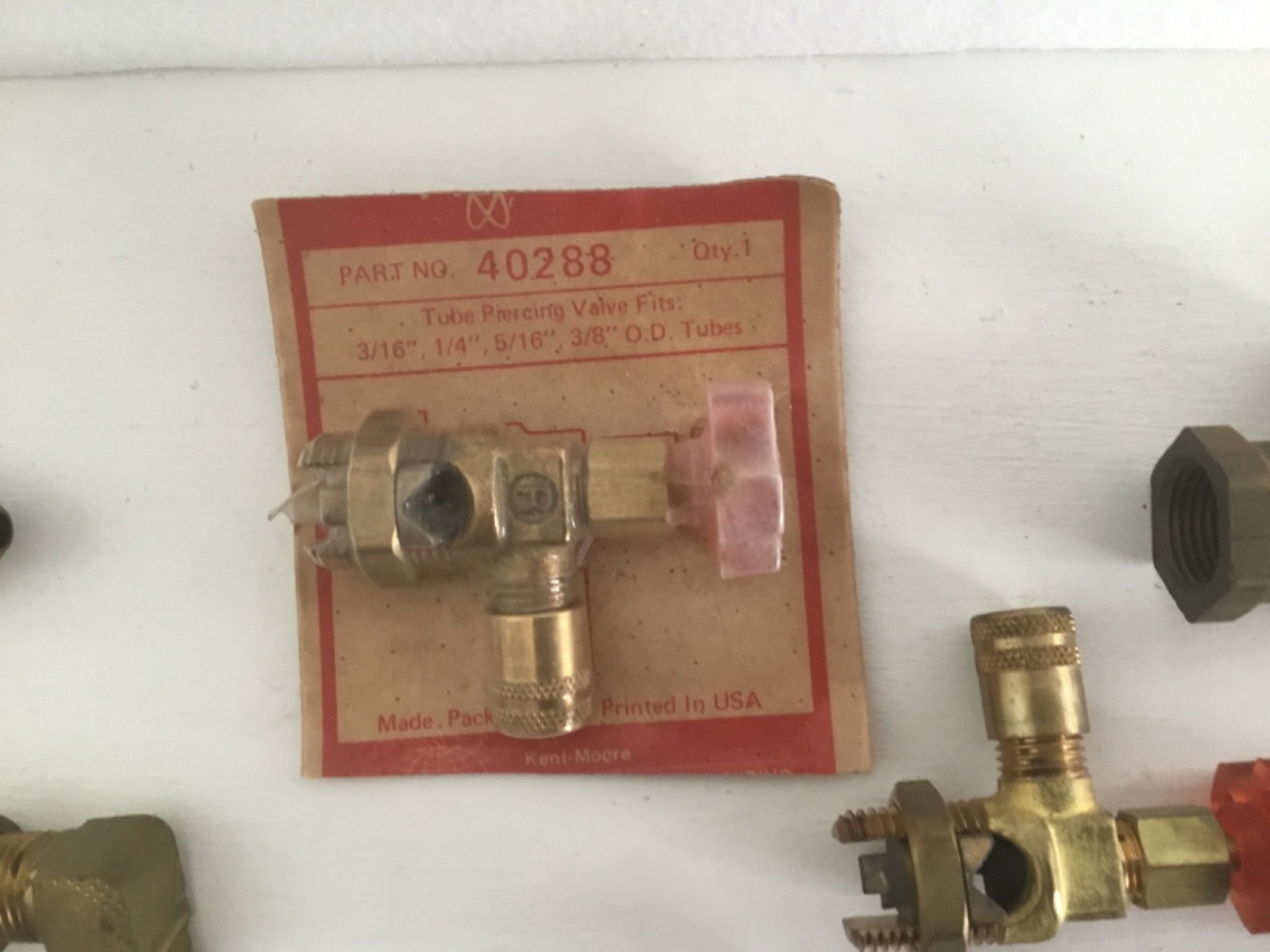 3 X Robinair 40288 Line Piercing Valves plus more solid Brass AC fittings