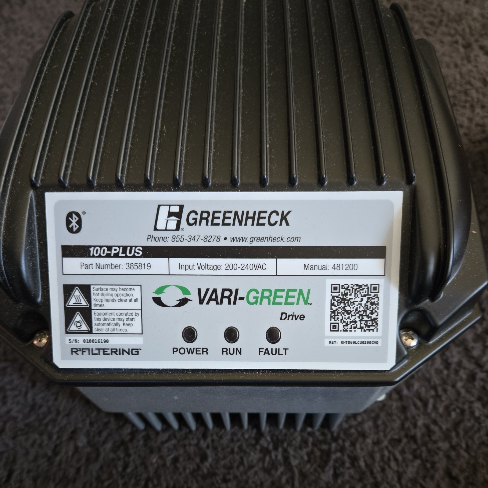 New Greenheck VGD-100PLUS-200-8-F Vari-Green Drive 200-240VAC 3 Phase Type 4 VFD
