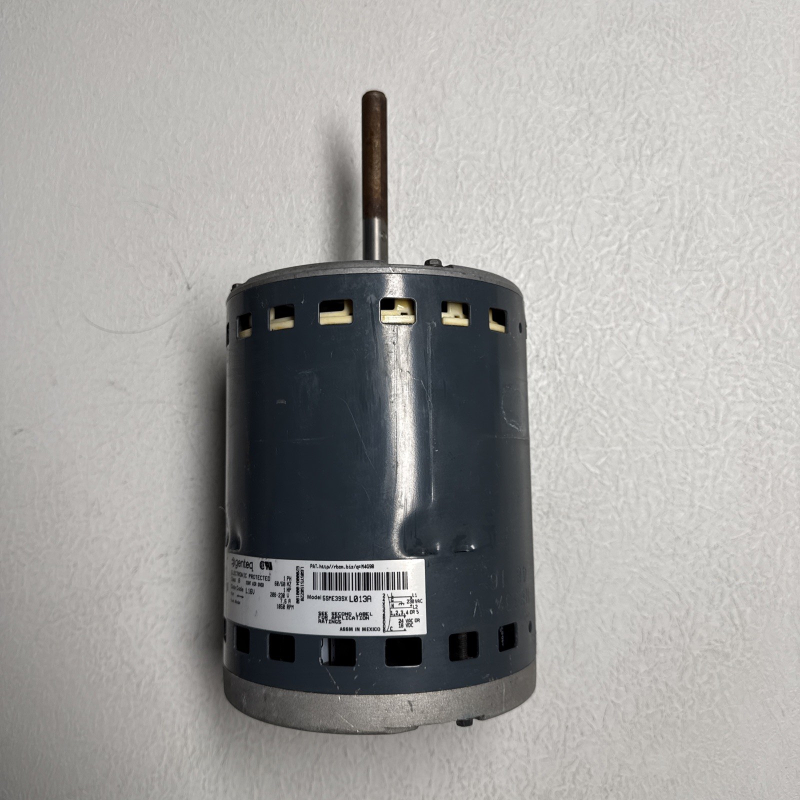 Genteq 5SME39SXL013A Blower Motor 1HP 208-230V 1Phase 7.6Amp 1050 RPM