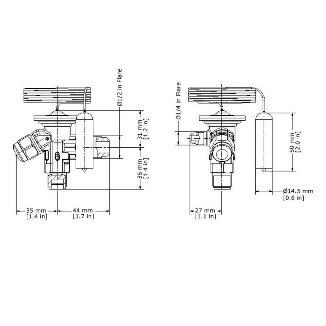 Danfoss 068Z3209 Expansion Valve Body TE2 for R22, R407C External Equalization 3
