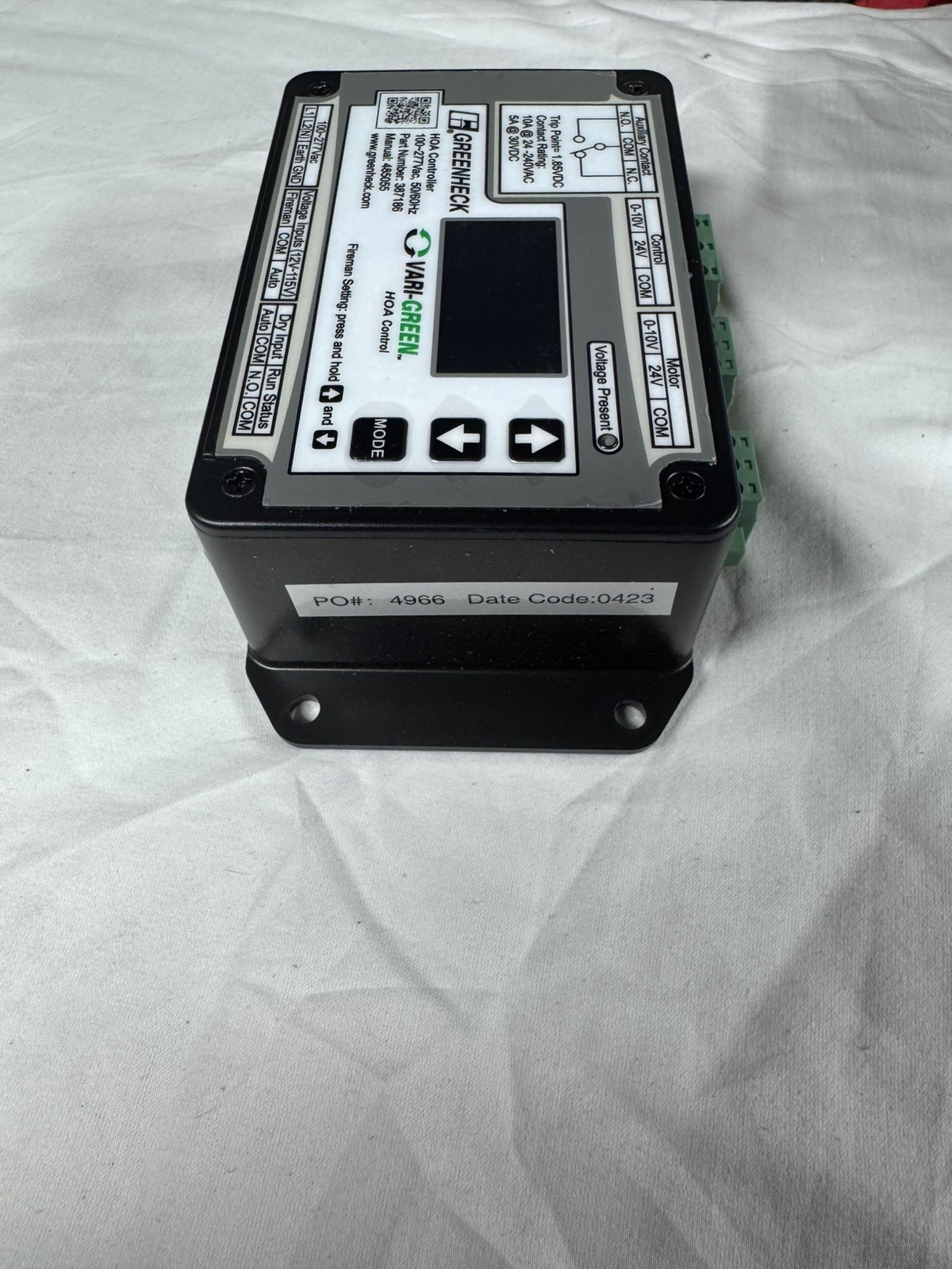 Greenheck 387186 Vari-Green HOA Control 100-277VAC 50/60 Hz
