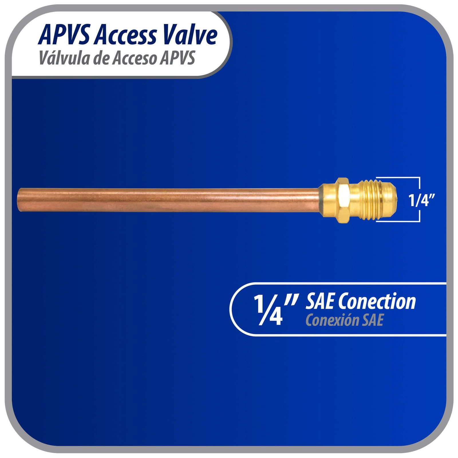 Appli Parts APVS-14143 1/4 in SAE Access Schrader Valve x 1/4 ODF x 3 in Copper