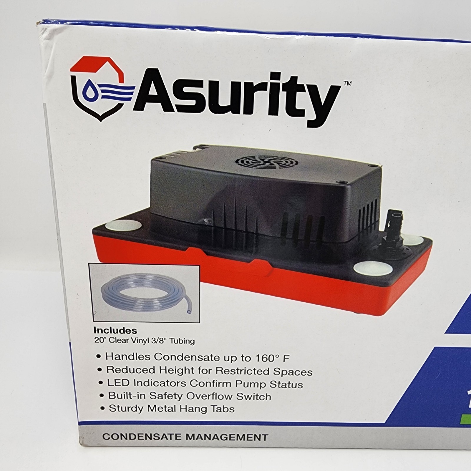 Asurity Condensate Pump Pro CP-22LPT 120 VAC 60Hz 22ft Lift Black Plastic HVAC