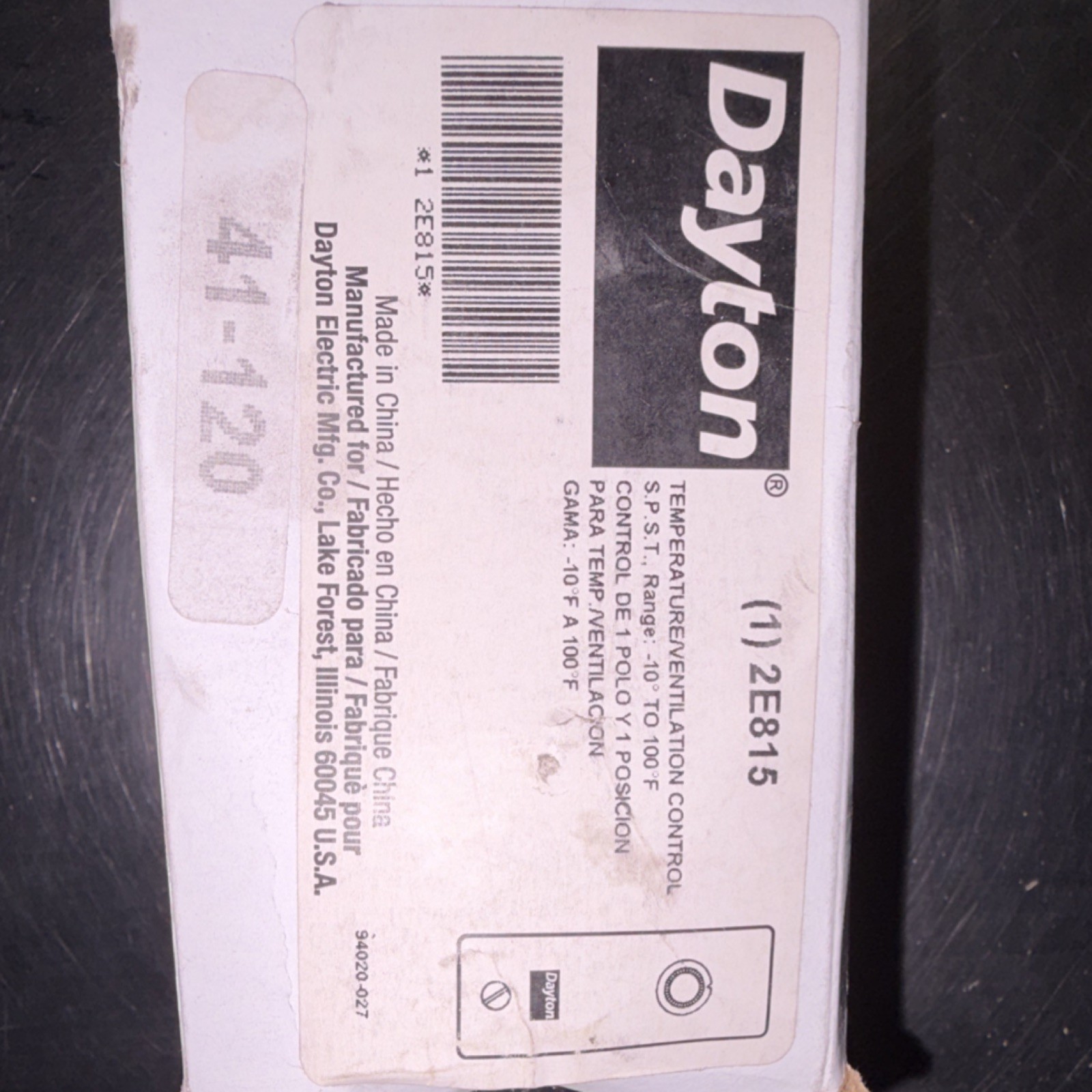 Dayton 2E815 Non-Programmable Dial Thermostat -10 to 100°F HVAC Control